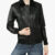 Gemma Black Bomber Leather Jacket with Fur