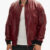 Genuine Leather Bomber Jacket Burgundy