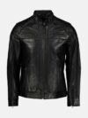 George Waters Padded Style Black Leather Jacket Front