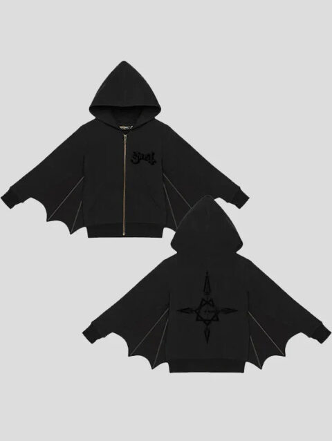 Ghost Bat Wing Hoodie Black