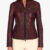Giulia Bordeaux Vegetable Leather Biker Jacket