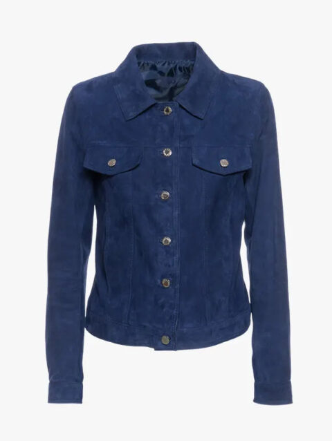 Giusy Women's Blue Jacket Suede Leather