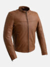Grayson Mens Leather Brown Jacket Front