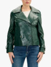 Green Double Breasted Short Trench Jacket