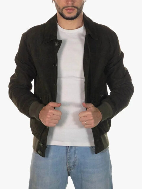 Green U03 Mens Bomber Shirt Style Jacket
