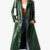 Green Trench Coat Long Sleeves Faux Leather
