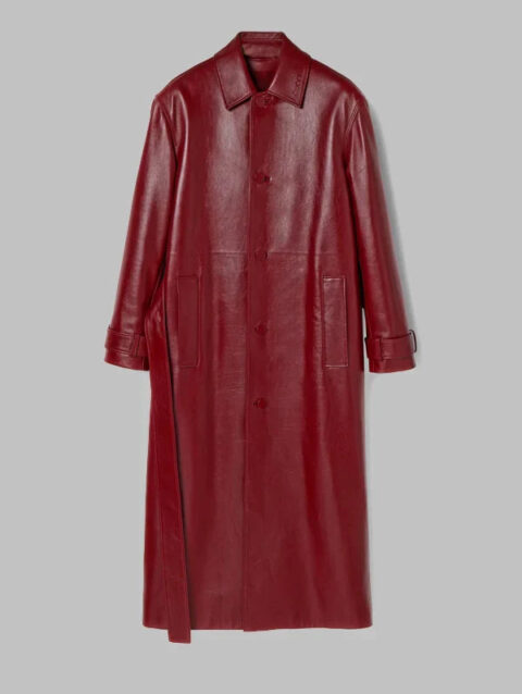 Gucci Shiny Leather Trench Coat Red
