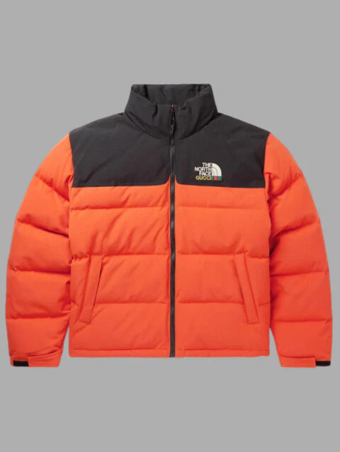 Gucci The North Face Colour-Block Down Jacket Orange