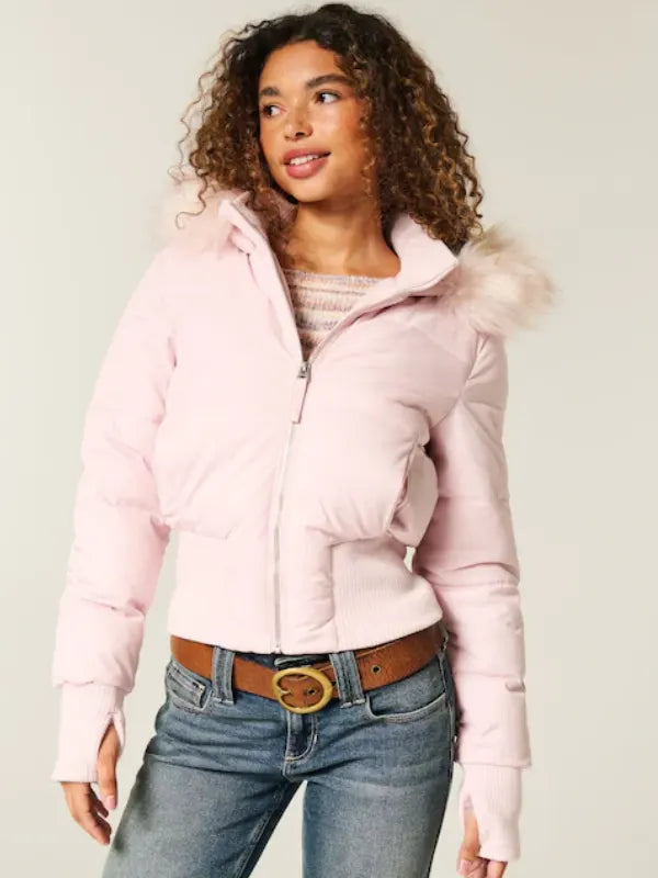 Hollister Faux Fur Pink Jacket
