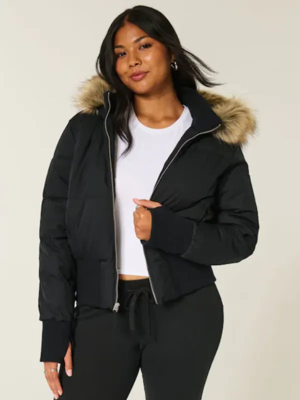 Hollister Fur Jacket Black