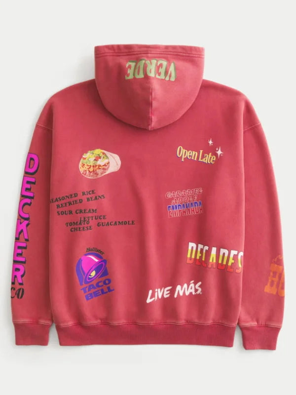 Hollister x Taco Bell Boxy Graphic Hoodie Red