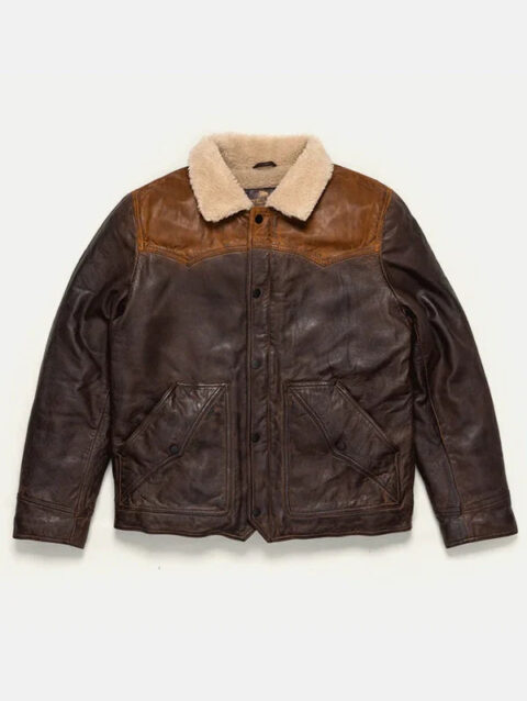 Jackson Brown Leather Sherpa Jacket