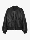 John Elliott Black Leather Andes Bomber Jacket