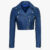 Julian Women’s Blue Cropped Biker Jacket