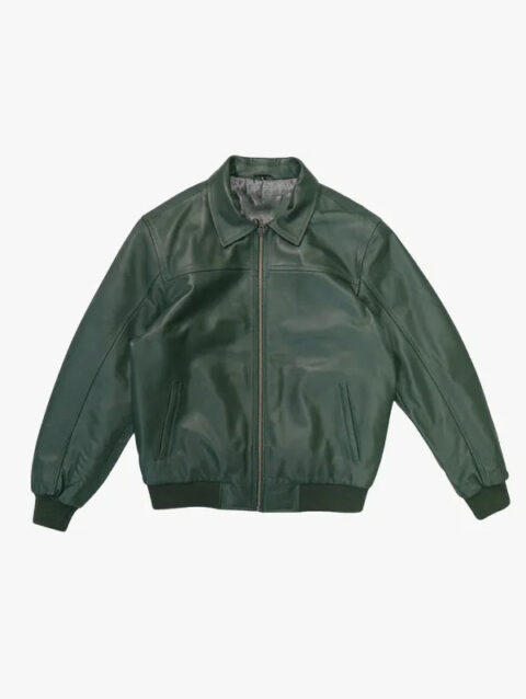 Kashani Emerald Green Lambskin Bomber Jacket