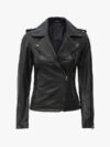 Kirsten Women’s Black Asymmetrical Leather Motorcycle Jacket