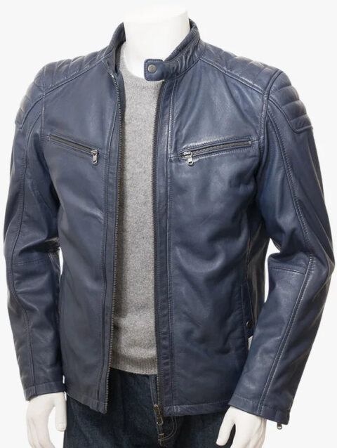 LUSTLEIGH Men's Blue Biker Jacket