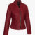 Ladies Burgundy Fitted Leather Jacket