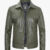 Leather Jacket Mens Dark Green Trucker