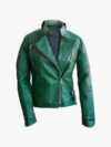 Leather Skin Green Brando Women Biker Jacket