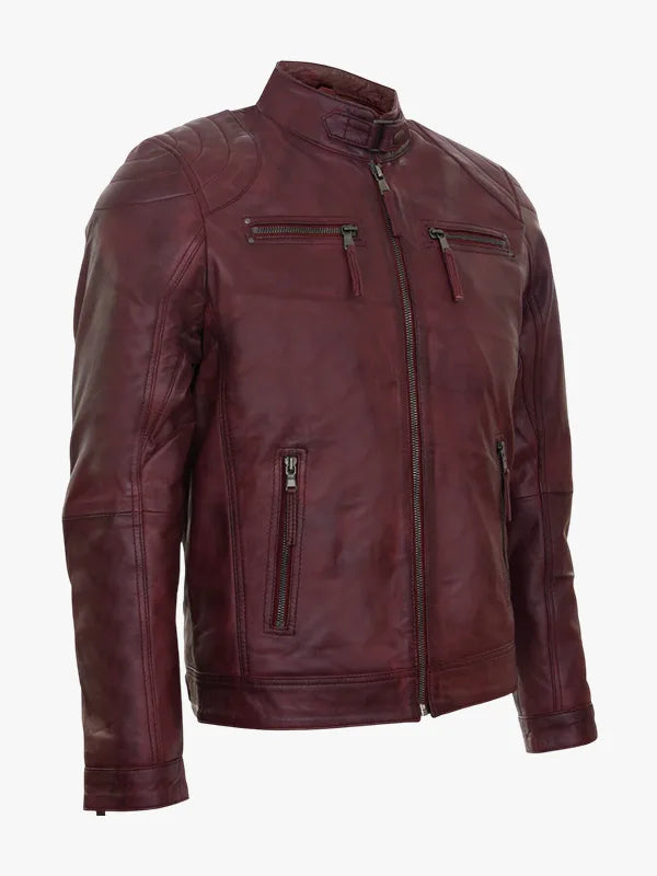 Leather Biker Vintage Zipped Racing Jacket