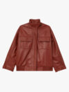 Leather Cargo Pocket Bomber Jacket