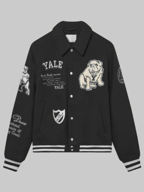 Les Deux Yale Wool Varsity Jacket Black