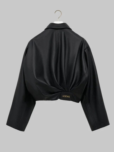 Loewe Draped Black Leather Jacket