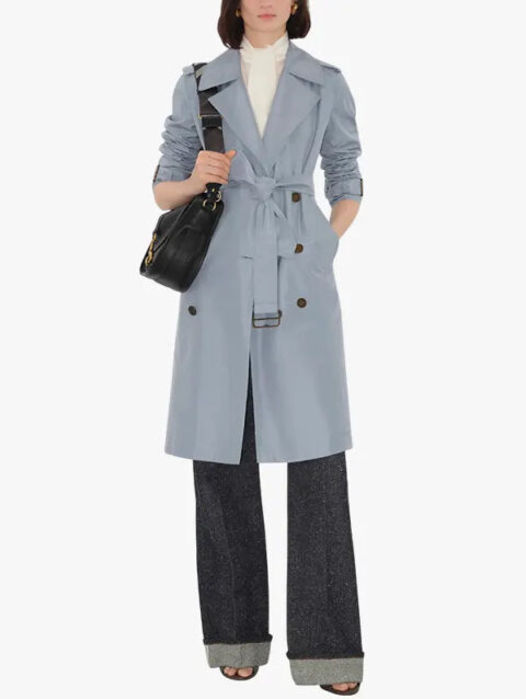 Long Silk Trench Blue Coat