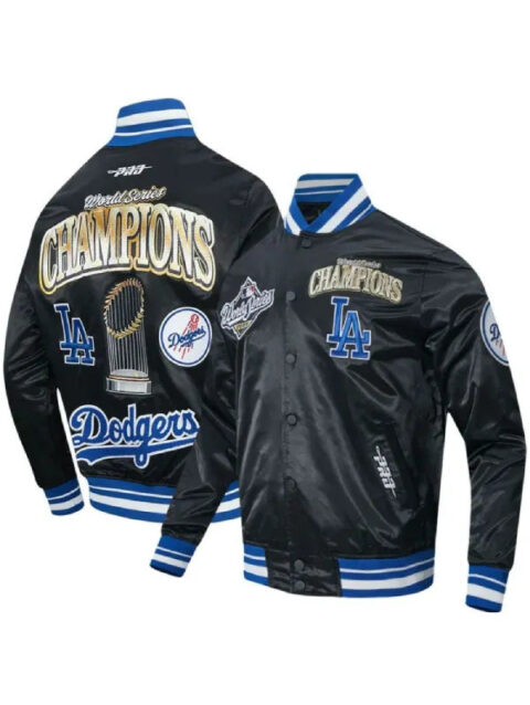 Los Angeles Dodgers 2025 World Series Champions Commemorative Pro Satin YD RIB Jacket Black