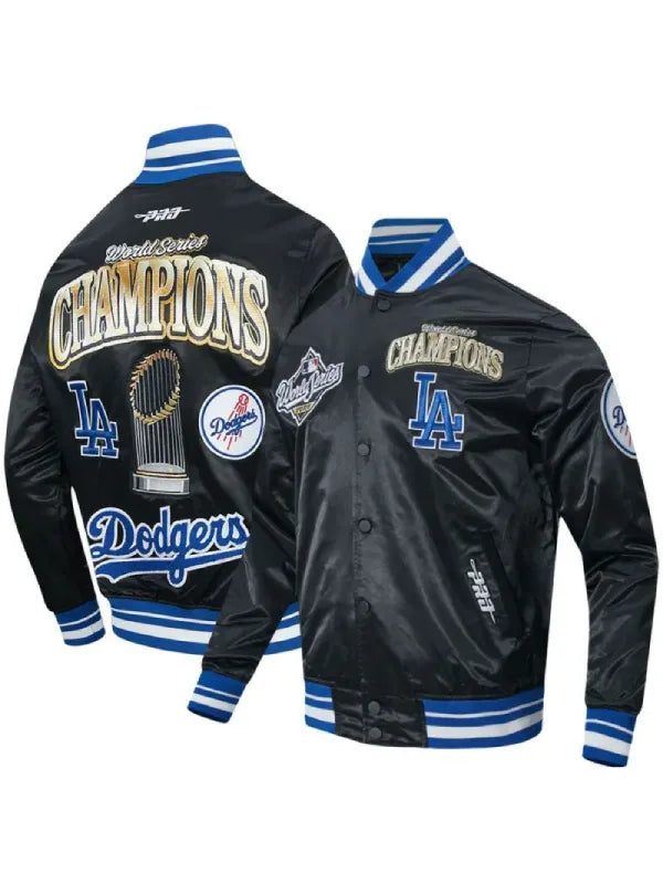 Los Angeles Dodgers 2025 World Series Champions Commemorative Pro Satin YD RIB Jacket Black