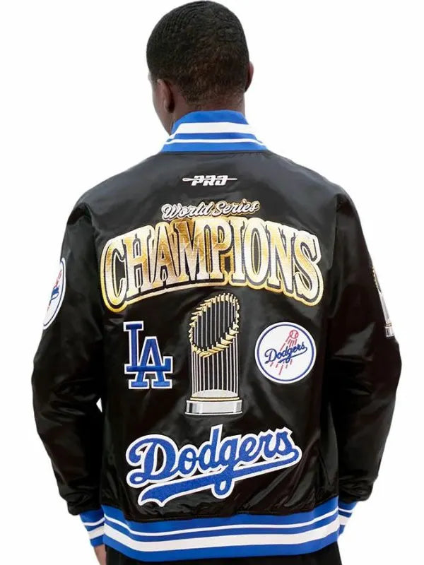 Los Angeles Dodgers 2025 World Series Champions Satin Black Jacket