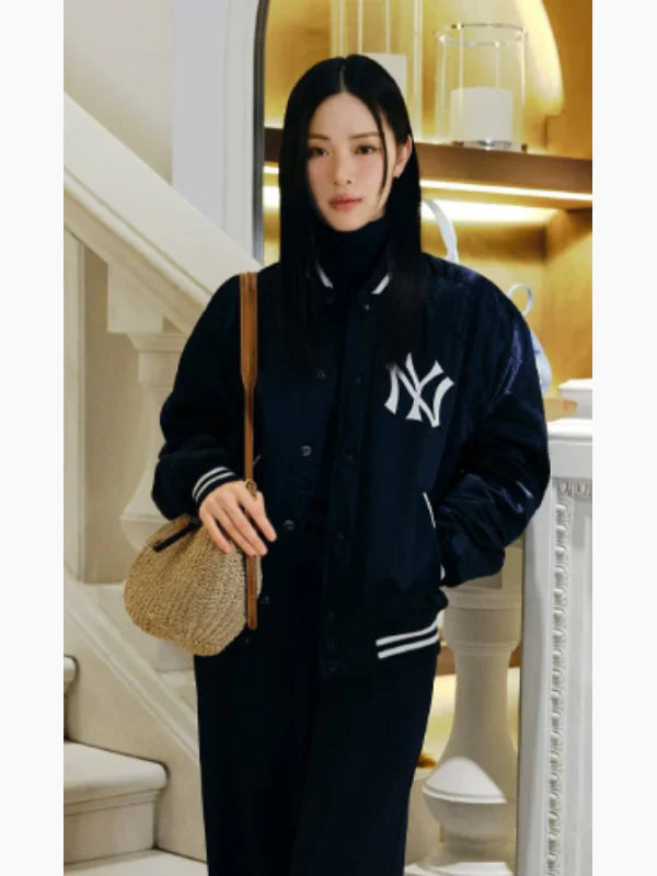 MLB Tokyo Series Polo Ralph Lauren Ryujin Yankees Satin Varsity Jacket Black