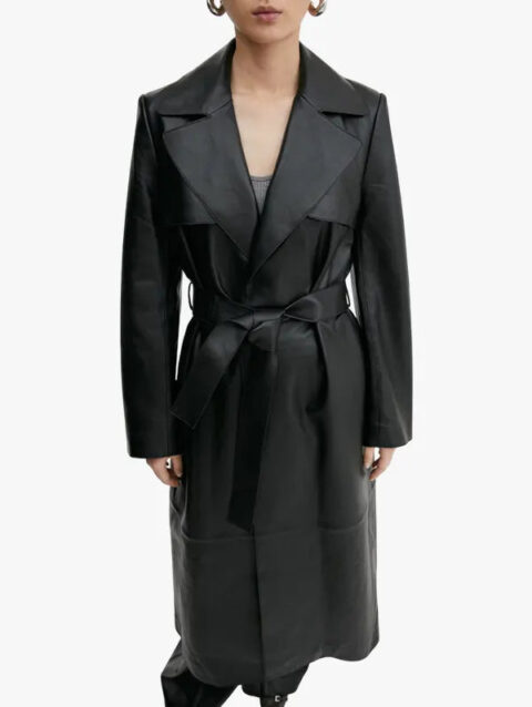 Mango 100% leather trench coat
