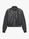 Mango Outlet Leather Bomber Jacket