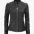 Maude Women’s Black Textured Cafe Racer Leather Jacket