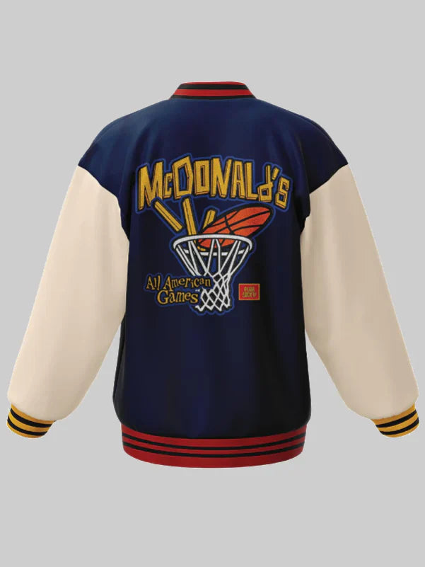McDonalds All American Games x Playa Society Varsity Jacket Blue and White