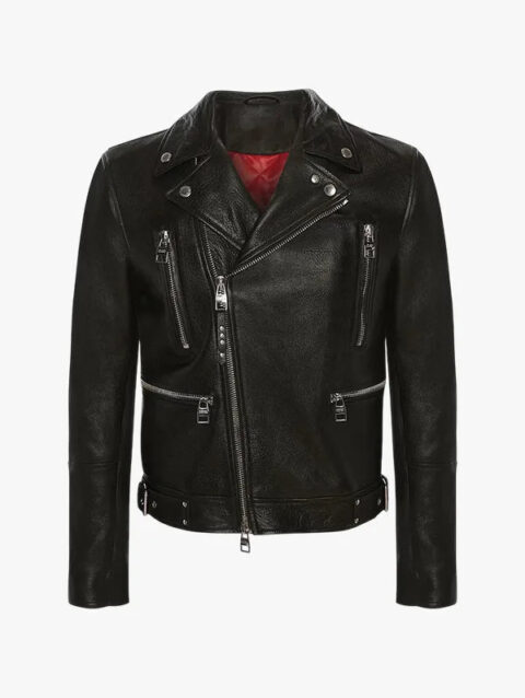 McQueen Black Leather Biker Jacket