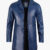 Men's 3/4 Length Blue Waxed Leather Car Coat