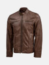 Men's Brown Leather Waxed Jacket