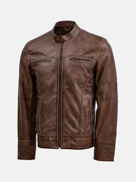 Men's Brown Leather Waxed Jacket