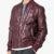 Men’s Burgundy Leather Bomber Jacket