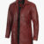 Men's Burgundy Real Lambskin Leather Car Coat