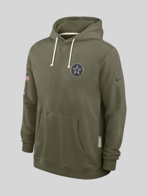 Men's Dallas Cowboys Nike Olive 2025 Salute to Service Sideline Standard Issue Dri FIT Hoodie