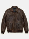 Men's Maverick Brown Leather Bomber Jacket