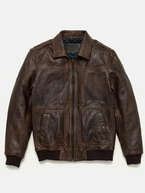 Men's Maverick Brown Leather Bomber Jacket