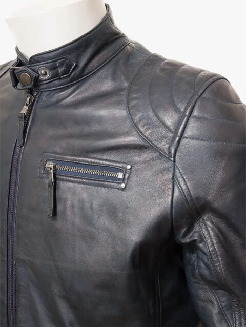 Men's Navy Biker Zipper Jacket