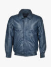 Men’s Navy Blue Blouson Leather Jacket