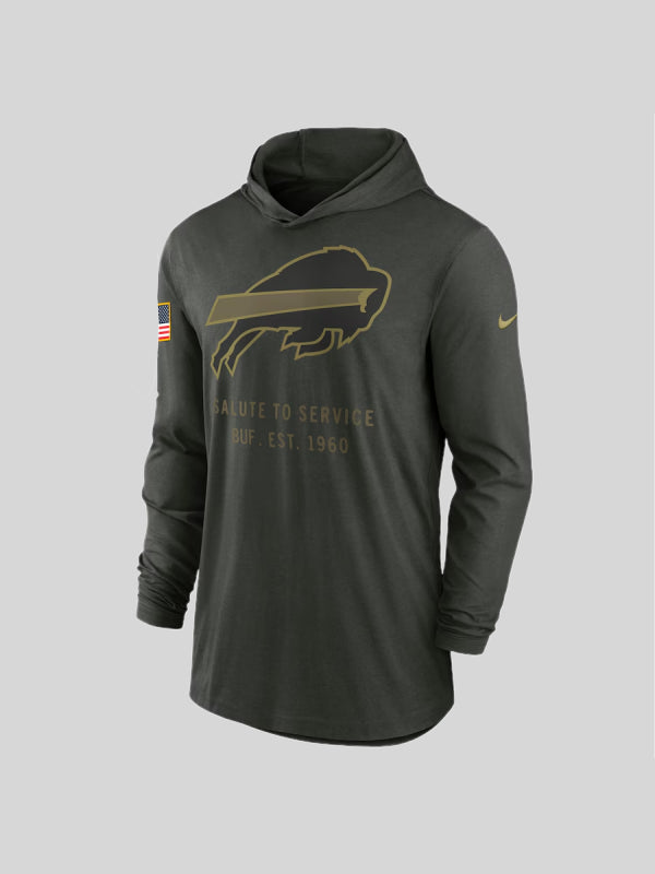 Men's Nike Forest Green Buffalo Bills 2025 Salute to Service Sideline Dri-FIT Lightweight Hooded Pullover