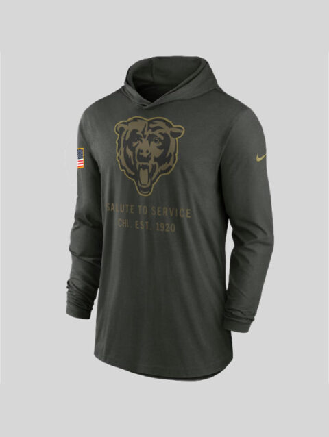Men_s Nike Forest Green Chicago Bears 2025 Salute to Service Sideline Dri-FIT Light weight Hooded Pullover